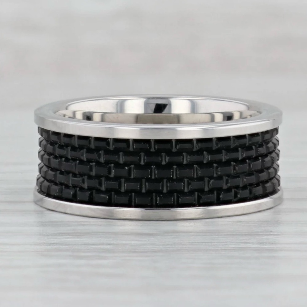 Triton Tungsten Carbide Black and Silver Ring